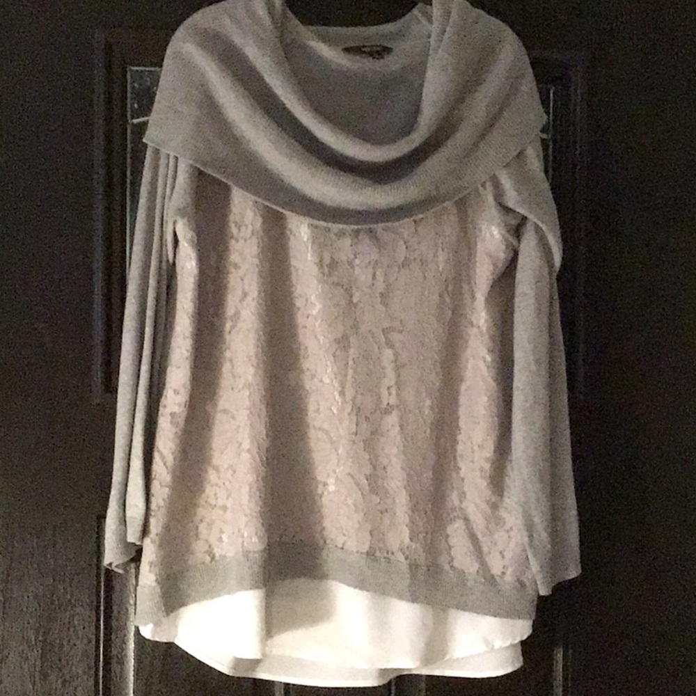 Vera Wang layered cowl neck sweater